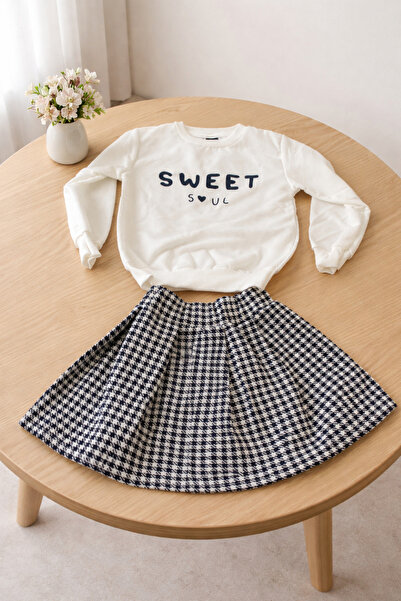 nazarbebe Set fustă și hanorac SWEET SOUL cu imprimeu pentru fete, negru și a...