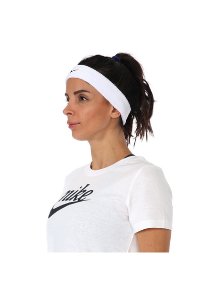 Nike Κορδέλα Μαλλιών Swoosh Unisex Λευκή για Προπόνηση N.NN.07.101.OS