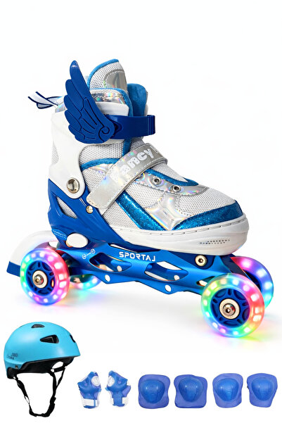 Sportaj Angel Wings Lighted Children's Skating Helmet and Knee Pad Set Silico...