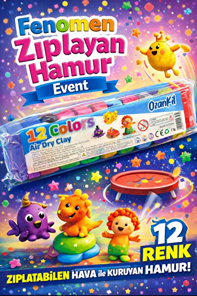 Genel Markalar Air Clay Zıplayan Hava ile Kuruyan Modelleme Kili 12 Renk Çocu...