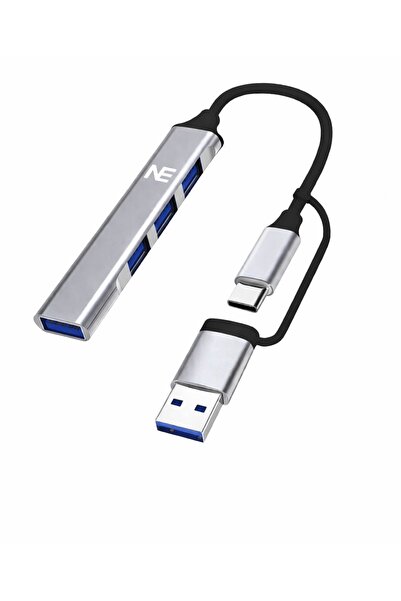MA USB Hub Çoklatıcı - Çoklayıcı type-c ve USB bağlantılı 3.0 metal 4 usb gir...