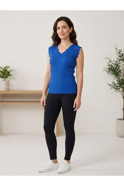 URUMDAY Skirt Lace-Like Knit V-Neck Athlete Blouse