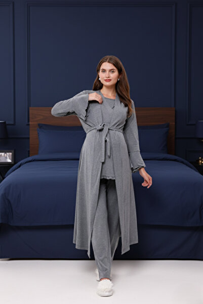 Yulem Homewear Σετ πιτζάμες διπλό πέτο τεμαχίων από βαμβακερό ρόμπα εγκυμοσύν...
