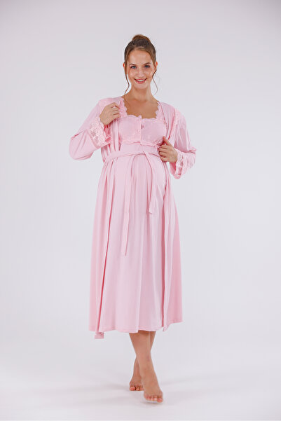 Yulem Homewear Σετ 2 τεμαχίων νυχτικό-παντελόνι εγκυμοσύνης με μακρύ μανίκι α...