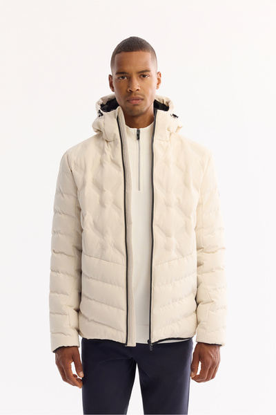 Avva Men's Off-White Hooded Water Repellent Windproof -5 ° C Durable Inflatab...