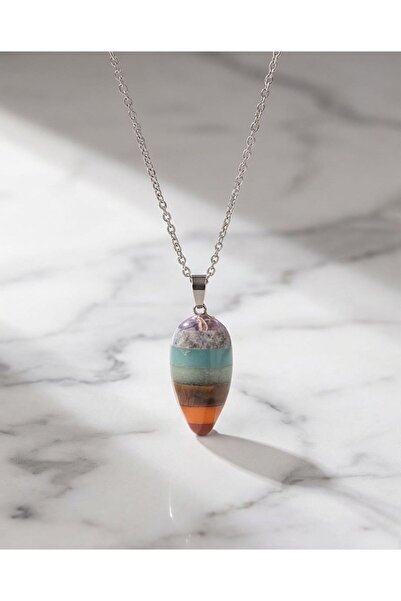 TAKI DERYASI قلادة طاقة 7 شاكرات من الحجر الطبيعي، الأميثيست، العقيق، عين الن...