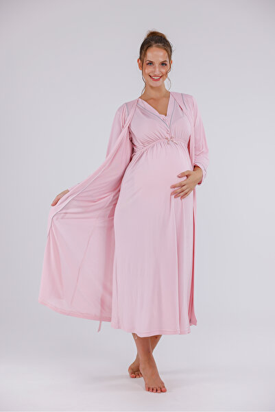 Yulem Homewear Двукомпонентен комплект от памучна нощница с дълги ръкави и ха...