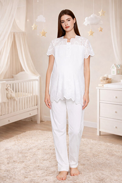 Yulem Homewear Set de pijamale de maternitate pentru femei însărcinate, desig...