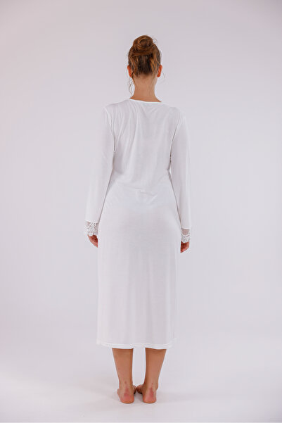 Yulem Homewear Βαμβακερό νυχτικό εγκυμοσύνης με λεπτομέρεια από δαντέλα εκρού...