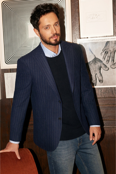 Avva Ανδρικό πουκάμισο Oxford με μπλε κουμπιά γιακά Easy-Iron βαμβακερό E 002000