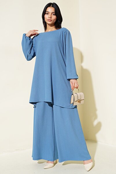 Hiccup Bdart Textured Long Sleeve Tunic and Wide Leg Pants Set
