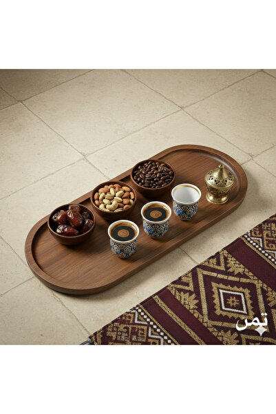 KB صينية خشبية بنية بيضاوية الشكل، صينية قهوة لتخزين الوجبات الخفيفة، 29×10.5...