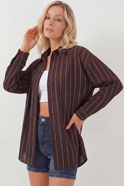 Hiccup BDART Oversize kroj d Prugasto Košulja sa dugmadima