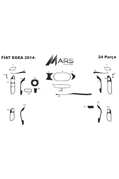 Marscockpitdesign فيات ايجيا كونسول-توربيدو 2014-2020 24 قطعة
