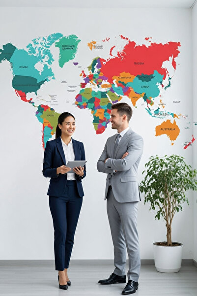 KT Decor Dünya Haritası Xl Dev Modern Duvar Sticker