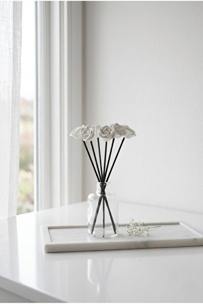 SAFİER Seramik Taş Çiçekli 8'li Bambu Çubuk Seti Siyah