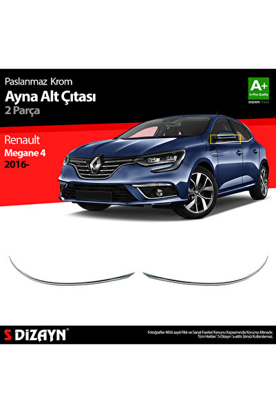 S Dizayn Renault Megane 4 Krom Ayna Alt Çıtası 2 Prç. 2016 ve Üzeri