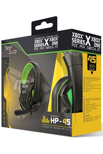 Hori Casti SteelPlay stereo cu fir HP45 Negru/Verde - Xbox Series X