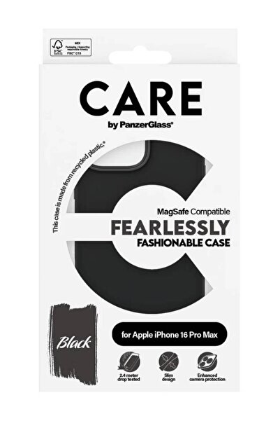 Panzer Glass Carcasă CARE by PanzerGlass neagră cu MagSafe pentru iPhone 16 P...