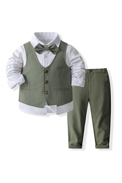 Kidohug Costum elegant baieti, Kidohug, 4 piese: Camasa alba, Pantaloni lungi, Vesta, Papion