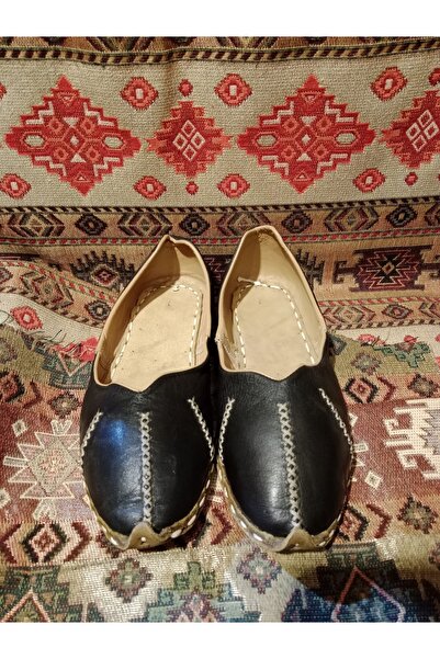 Mekapçı İhsan Black Women's Yemeni Sandals Ballet Flats Model Three-Stitch Ha...