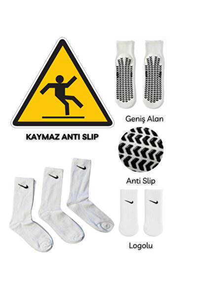 SANTO LEO 3’Lü Nike Everyday Kaydırmaz Sporcu Çorap - Plates Çorap - Futbol Ç...