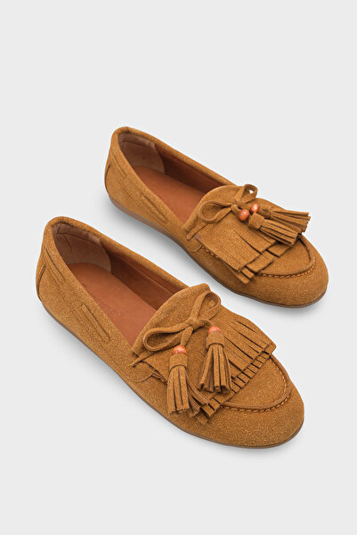 Capone Outfitters Veronique Püsküllü Меки дамски мокасини с дървени аксесоари