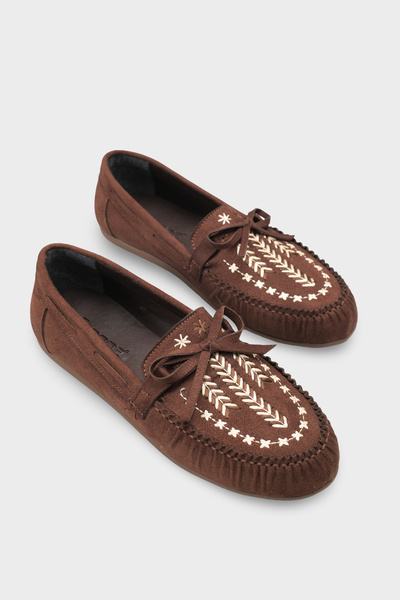 Capone Outfitters Lisabeth Kızılderili Nakışlı Yumuşak Kadın Loafer Ayakkabı