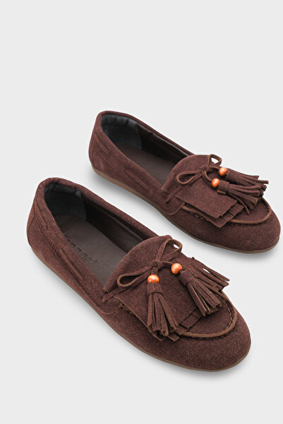 Capone Outfitters Veronique Püsküllü Ahşap Aksesuarlı Yumuşak Kadın Loafer Ay...