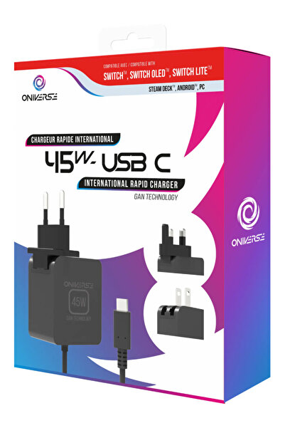 Oniverse Încărcător rapid Oniverse, negru, 45W, USB-C, compatibil cu NSW, cu ...