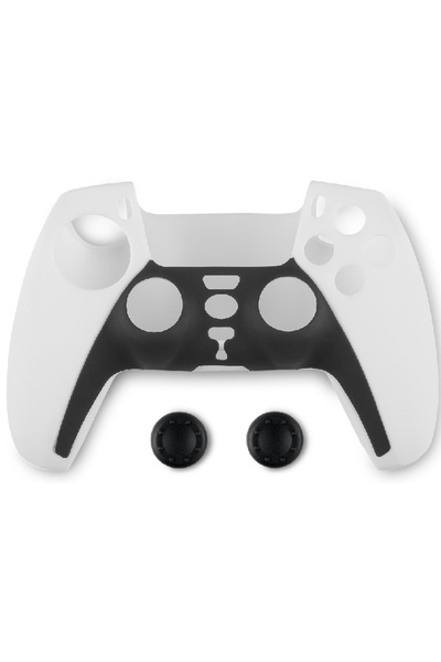 Spartan Gear Husa din Silicon Pentru Controller si Thumb Grips PS5 Negru/Alb