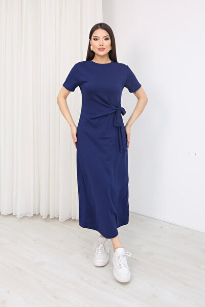 moda poni cu legare în lateral Rochie din material textil modal bleumarin