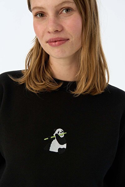 Reflect Studio Hanorac crop super moale Giant Panda - negru