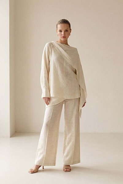 Setre Ανοιχτό κίτρινο ασύμμετρο λεπτομερές λεπτομέρεια στο λαιμό, μακρυμάνικη...