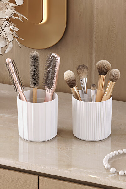 Pufwin Home 2li Eva Makyaj Fırçası ve Tarak Düzenleyici Çok Amaçlı Banyo Kozm...