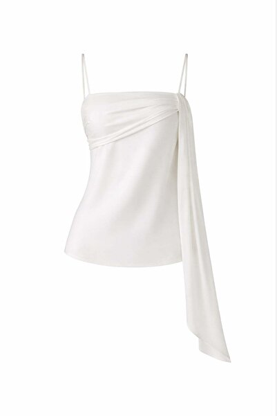 Setre Bluză cu bretele subțiri și detalii din șifon crem