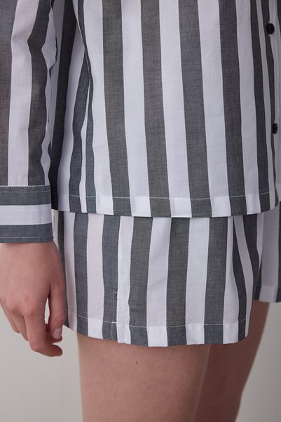 Penti Mix Quinn Striped Ls Gömlek Shorts Set Pajama Set