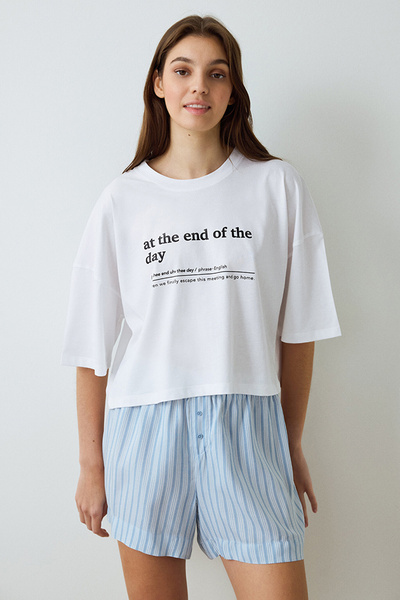 Penti Lilah Crew Neck Typographic Crop T-Shirt