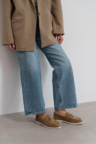 NİŞANTAŞI SHOES Warner Rome Bej piele naturală Detaliu cu ciucuri talpă plată...