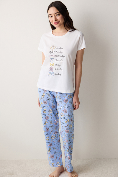 Penti طقم بيجامة قطنية بفيونكة لطيفة