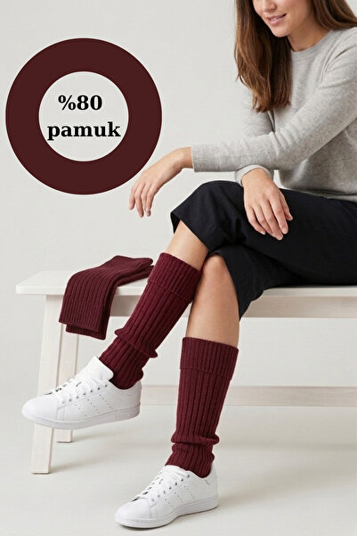 mrm pro Жіночі зимові довгі бавовняні гетри бордового кольору, 1 пара