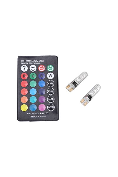 Sm Motors Kumandalı Çakarlı T10 Araç Park Ampulü 18 Led Rgb Park Stop Çakar L...