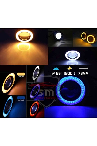 Sm Motors Angel Sis Farı Üniversal 76mm Mercekli (2 Adet) Beyaz
