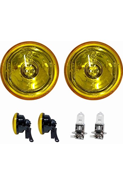 Sm Motors Sis Farı Seti Üniversal 90mm Sarı 2 Adet + H3 Ampül