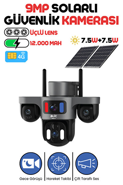 Enshall 4g Sım Kart Destekli 7.5w Solar Güneş Enerji Paneli Çift Lens 6mp Ult...