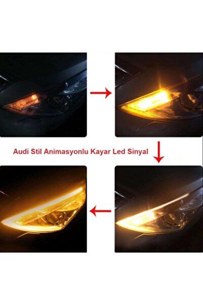 Genel Markalar Selamlamalı Açılış Animasyonlu Far Kaşı Beyaz Audi Stil Kayar Sinyal