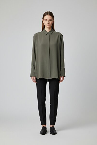 Zühre Kadın Haki Pamuklu Gömlek G-0131 - 42