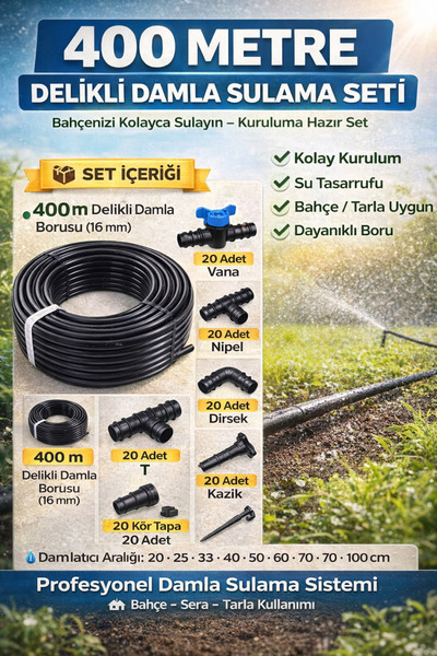 Genel Markalar 400 M Delikli Damlama Sulama Sistemi Ve Ek Parçaları