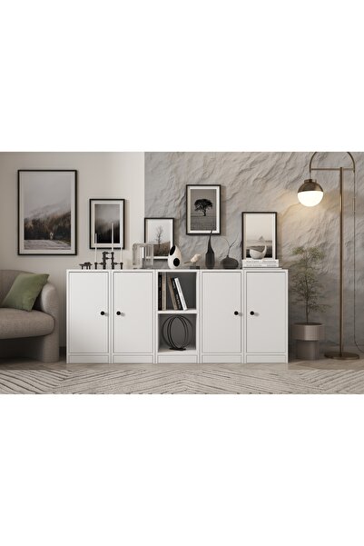 Nettrends Rafli Dolapli Konsol Beyaz 160 Cm Kns-1024-ç