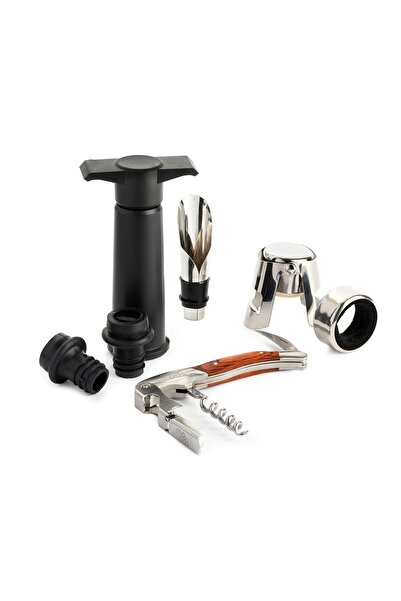 Moods GreenPan Ahşap Kutulu Şarap Seti | Tirbuşon, Şarap Dökücü, Şarap Koruyu...